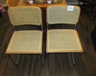 Vintage chrome and cane dining chairs (4 total)