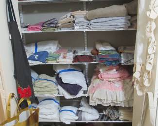 Nice selection of fine linens, lace, towels, curtains, vintage items, handmade items, quilts, blankets, throws, afghans, and more!