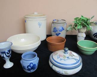 Incredible stoneware pottery, artisan, Rowe, and Marshall, TX pottery, as well as a few others.