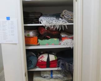 Nice selection of fine linens, lace, towels, curtains, vintage items, handmade items, quilts, blankets, throws, afghans, and more!