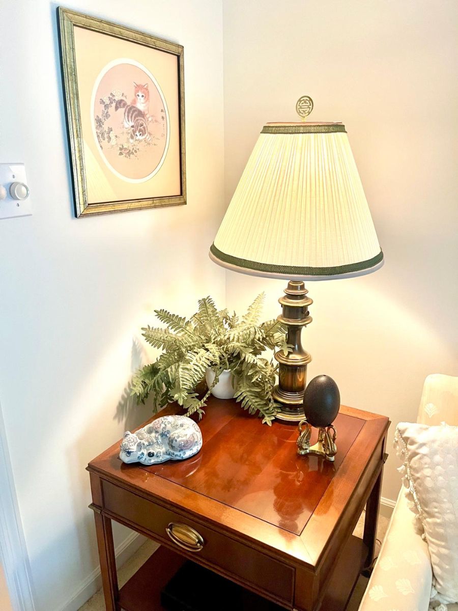 Ostrich egg and end table 