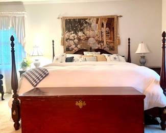 Queen bed and early trunk