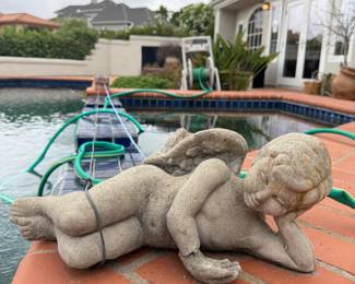 Angelic and Heavy Stone Cherub - just hanging out at the pool!