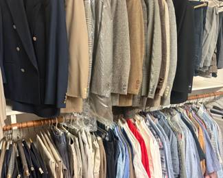 SOOOO MANY MENS SUITS, PANTS, SHOES, SHIRTS, SHORTS, TOPS ETC