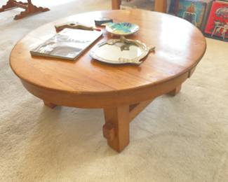 Round coffee table was originally a dining table