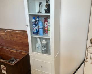 Tall narrow cabinet great in bath for storage
