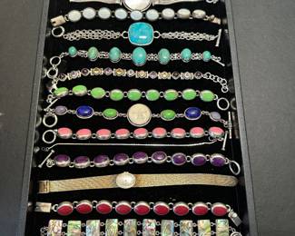Sterling Bracelets with assorted stones