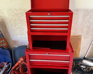 Tool chest shown open, nice and shiny new