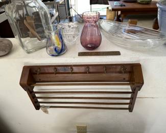 Butter churn, rack that lifts into place,