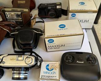 Yashika Camera, Minolta lenses in box,