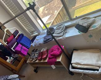 Shoe shelf, hats and scarves sets, skirts, scarves, clothing rack, one of two