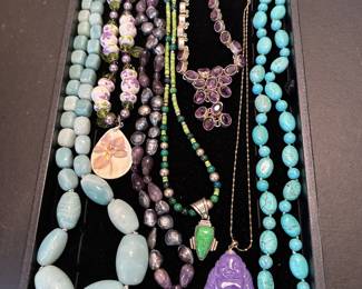 Necklaces of Purple jade and other stones