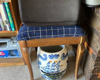 Hand painted water jug makes a great planter, chair and several lumbar support pillows