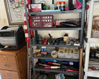 Garage metal shelf nice for a small space