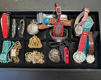 Watches, pocket knives, pocket watch,
