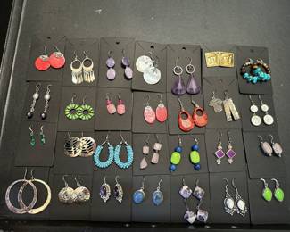 Pierced earrings mostly sterling assorted stones