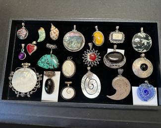 Sterling pendants with stones, chains available to go with all