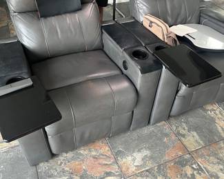 Electric Leather Recliners with Cup holders and Telescoping tables