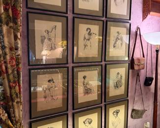 Set of 12 Gibson Girls Framed Prints