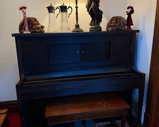 George B. Norris Upright Player Piano with over 130 Rolls