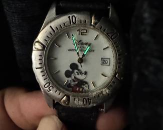 pie eyed fat boy Mickey watch with porcelain dial and lume hands
