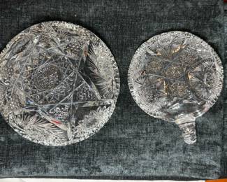 pair of American brilliant sawtooth rimmed cut glass decor bowls
