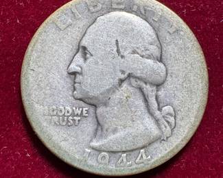 1944 Silver, Washington Quarter.