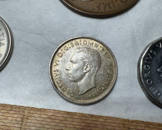 Silver coin, part of large international coin currency collection