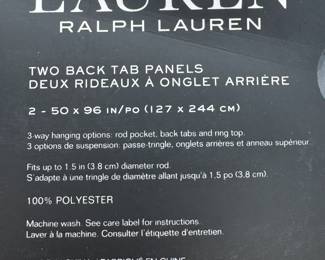 Ralph Lauren Jenkins line white drapes with back tab settings