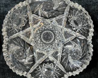 American brilliant cut glass sawtooth rim dish