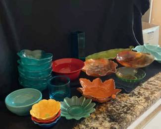 Assorted Colorful, Bowls, And Serving Trays And More
