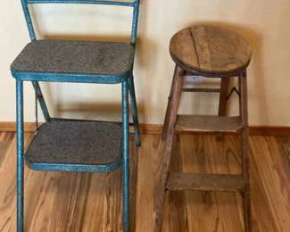 Two Small Vintage Step Stools