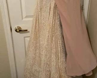 Vintage Wedding Dress , Brides Maid Dress And Overnight Case