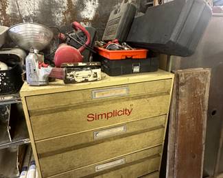Storage chest, air compressor, tools