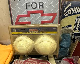 Dust masks, Chevrolet signs