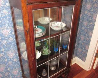 Petite antique barley twist curio cabinet
