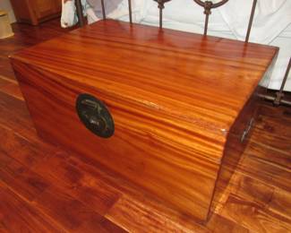 Vintage large teak trunk with dovetail construction