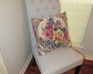 High-back tufted chair