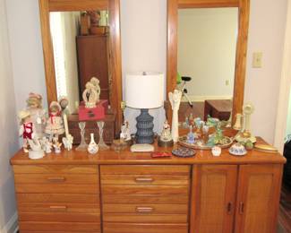 Oak/wicker long dresser