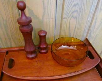 Rare MCM Laurids Lonborg teak pepper mill and shaker