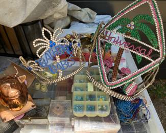 boxes of vintage beads vintage beauty pagent crowns 