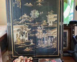 large asian cabinet , vintage boxes , jewerly boxes