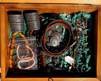 vintage Native silver cuffs ponchos,coral and turquoise