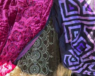designer silk velvet yardage from France approx 20 yards each fabric