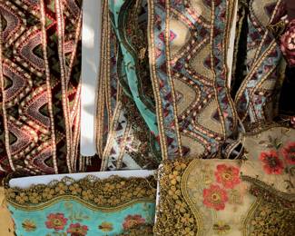 vintage French velvet embroidered trim