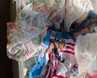 large box of vintage hankies