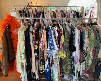vintage and designer clothes mixed sizes s-XL APPROX 6 RACKS OF CLOTHES WILL BE AT ESTATE SALE.