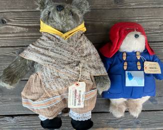 Gabrielle vintage Aunt Lucy 18" from 1978 and Paddington Bear dolls perfect condition never used.