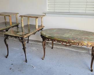 onyx marble set, coffee table 40x17 side tables 27x17