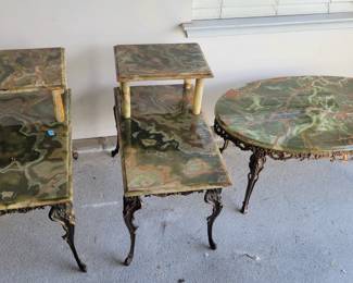 onyx marble set, coffee table 40x17 side tables 27x17